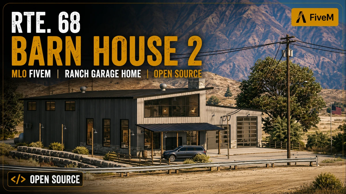 Rte. 68 Barn House 2 MLO FiveM | Ranch Garage Home | Open Source